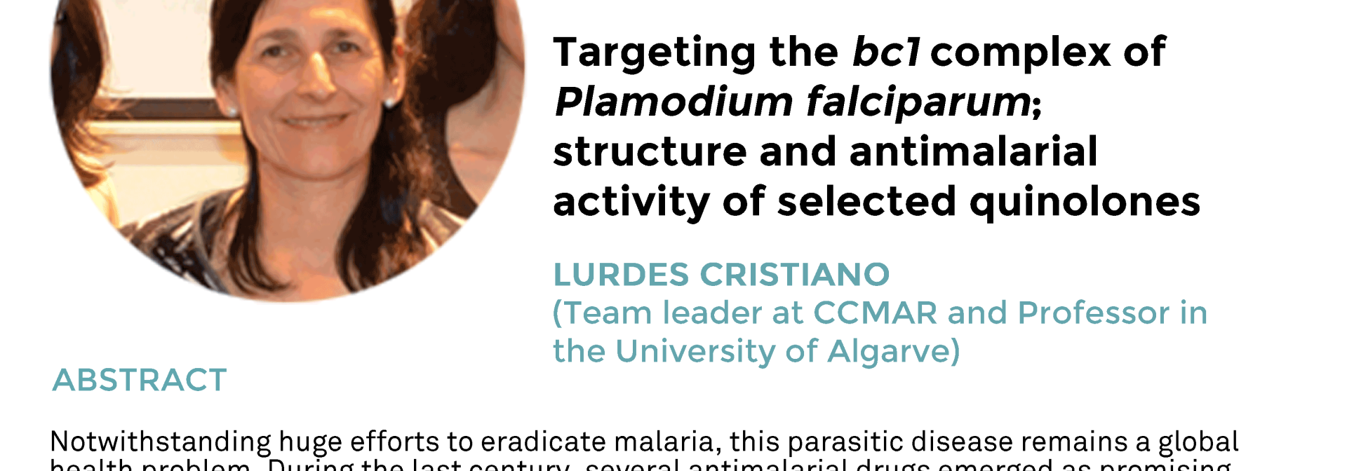 Generic representation of CCMAR Seminars by Izasa Scientific: Targeting the bc1 complex of Plamodium falciparum;  structure and antimalarial activity of selected quinolones