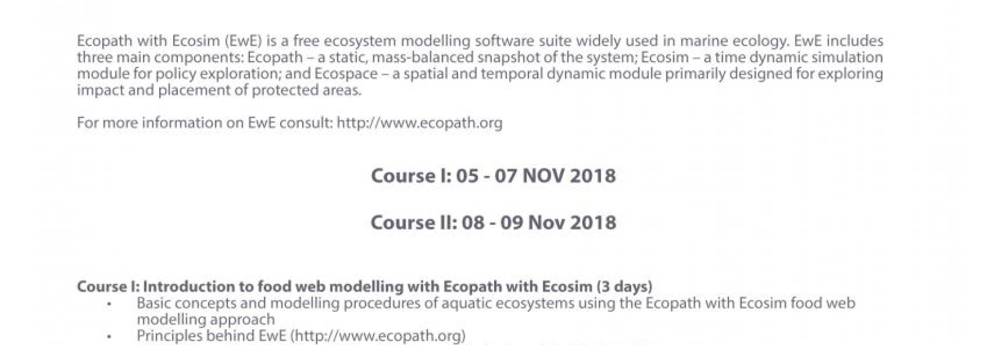 Generic representation of Ecopath with Ecosim Courses