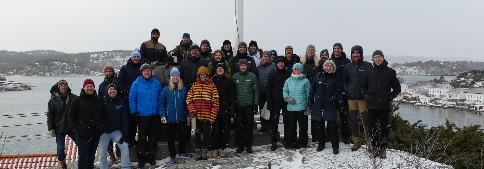 Foto de grupo da reunião de kick-off  do projeto MARHAB que decorreu de 5 a 7 de Fevereiro 2024 no Hotel Lyngørporten, Gjeving, Noruega com todos os parceiros.