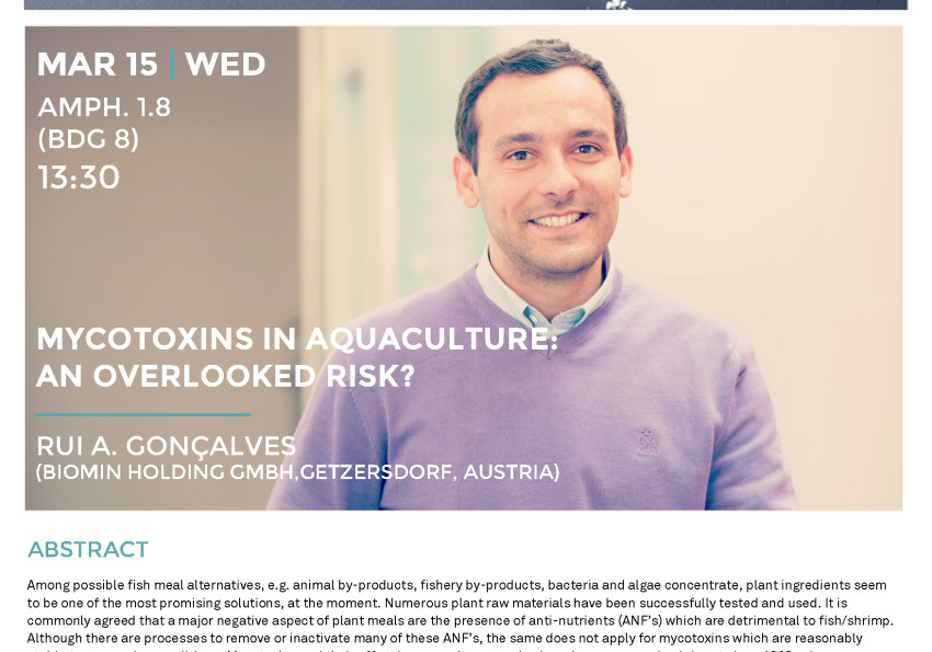 Generic representation of CCMAR Seminars by Izasa: Mycotoxins in aquaculture: an overlooked risk?