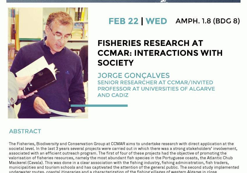 Generic representation of CCMAR Seminars by Izasa Scientific: Fisheries research at CCMAR: interactions with society