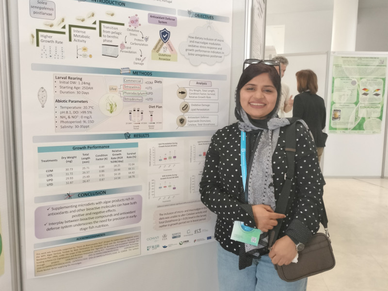 Aqsa Sharif – Aquagroup, Estudante de Doutoramento – "Enhancing Larval Robustness with Algal Products: Insights into Growth and Redox Status";