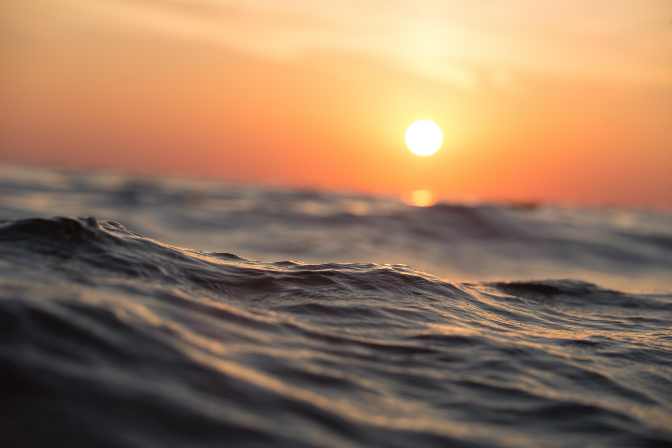 Waterline ocean at sunset